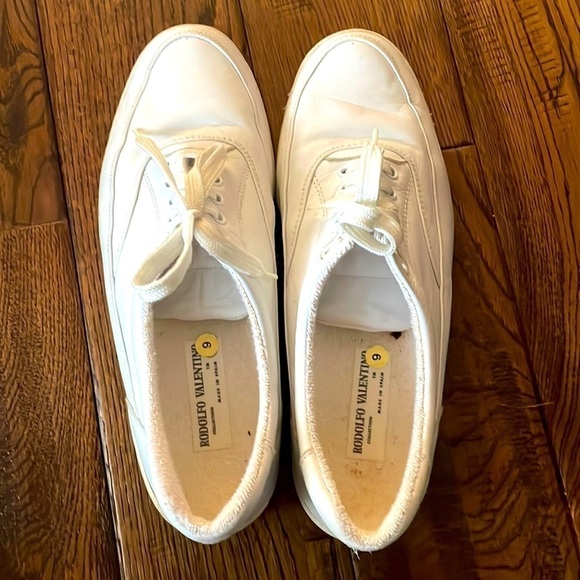 VTG Rodolfo Valentino Collection White Leather Sneakers - Picture 1 of 4